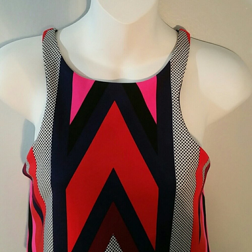 Express Crop Tank Back Zip Sz L Stripe Pattern - Picture 4 of 7